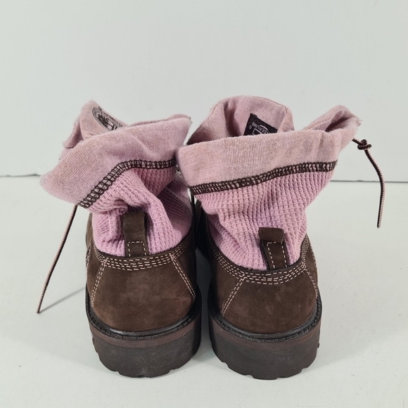 Timberland Roll Top Ankle Chunky Boots Pink & Brown Girls Size 6M (24 Cm) - Picture 3 of 8